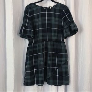 Speechless Dresses - Blue & Green Plaid Dress Ruffle Sleeve Speechless Dresses - Blue & Green Plaid Dress Ruffle Sleeve